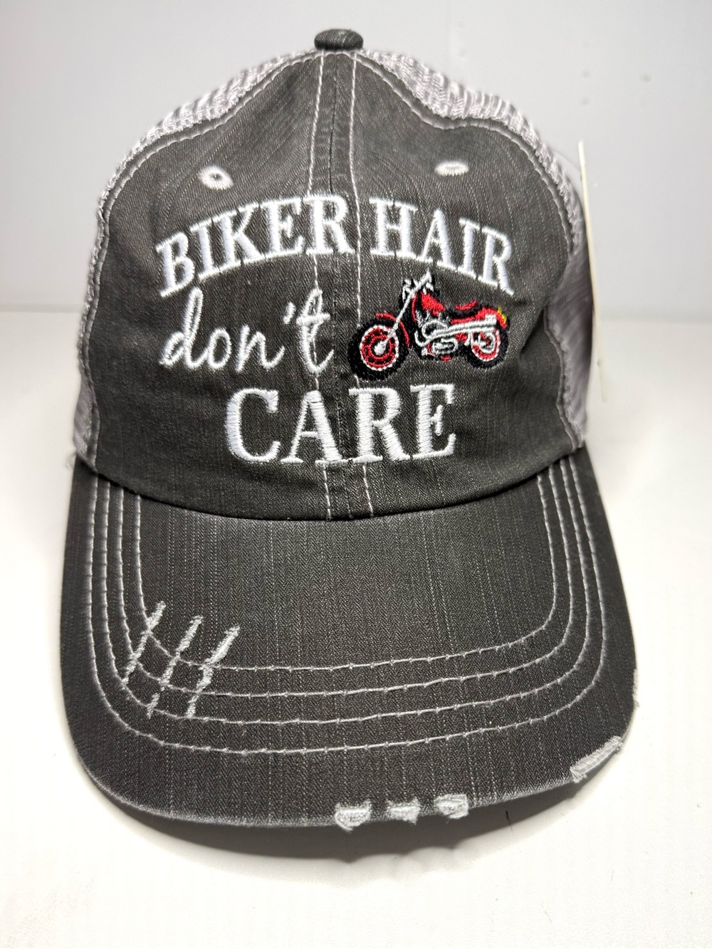 NWT Katydid Black and Gray Women’s Trucker Hat BIKER HAIR DON’T CARE